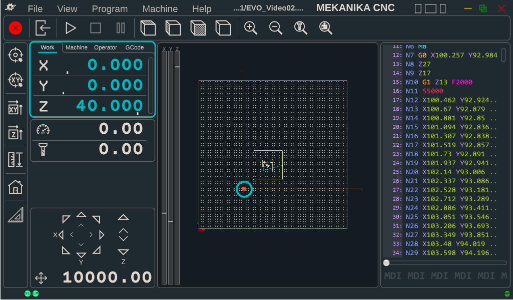 Working coordinates shown in blue