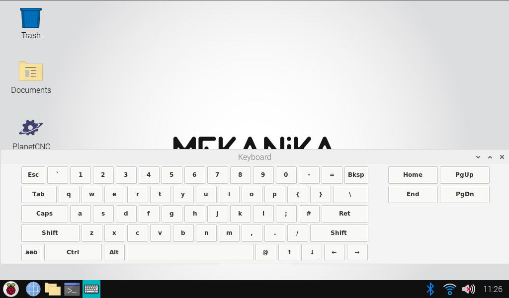 On-screen virtual keyboard over the Raspberry Pi desktop